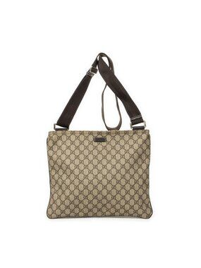 Gucci Large Square Zip Messenger Brown Beige Supreme Canvas
